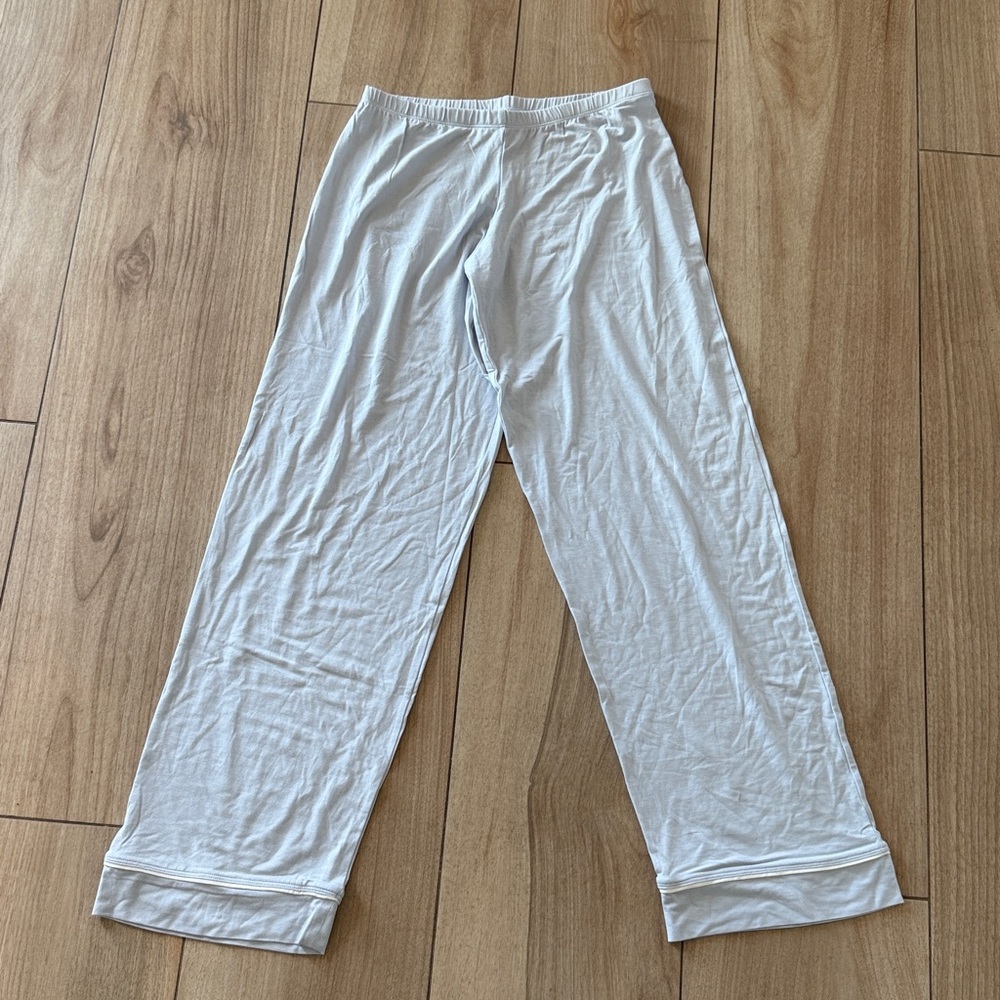 Eberjey Gisele Long PJ Set in Ice Blue & Ivory TENCEL Modal - Picture 8 of 9